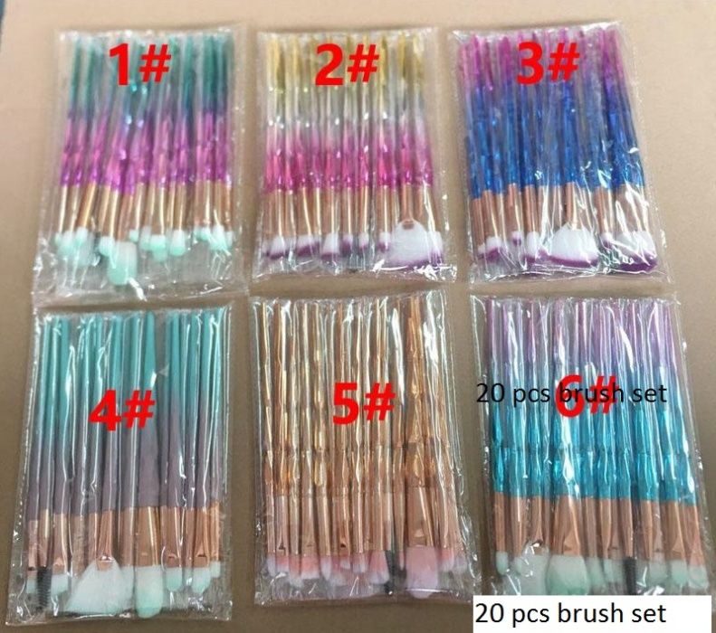 3D четки за грим за диамант 20бр. Комплект четки за пудра за четка з