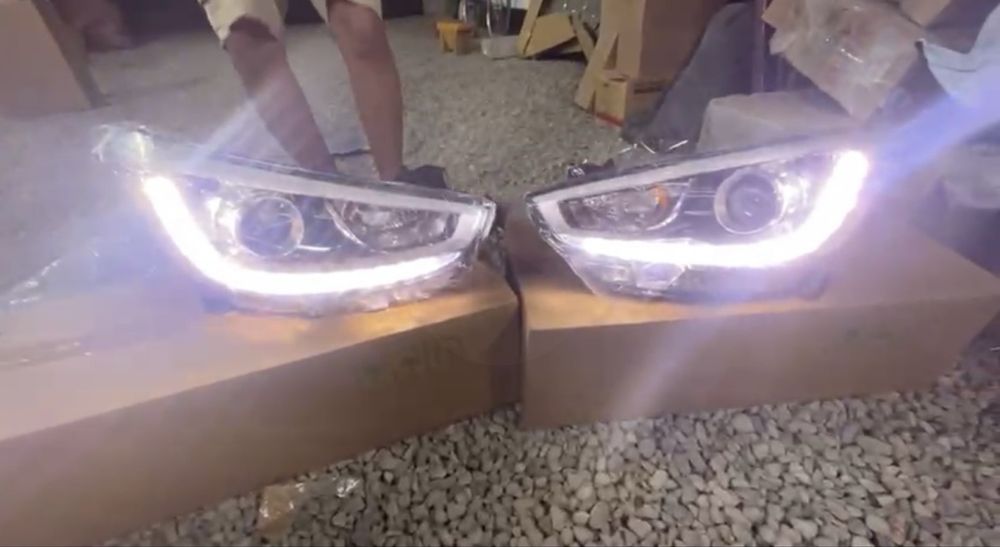 Accent 2011+ Акцент Фара Led Дхо + линза