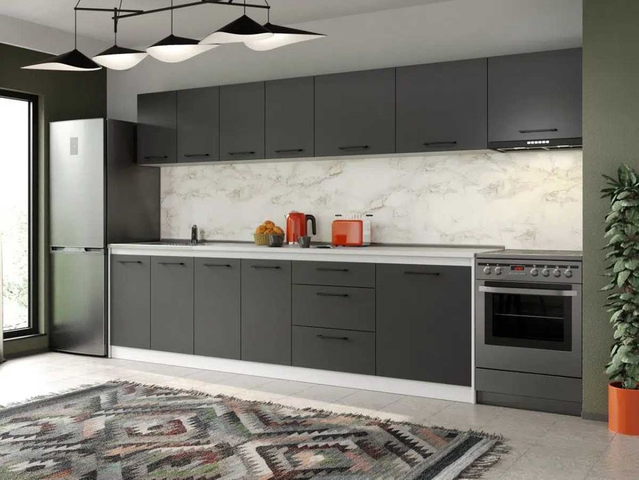 Set Mobila Bucatarie Mina Grafit 340 Gri Antracit C164