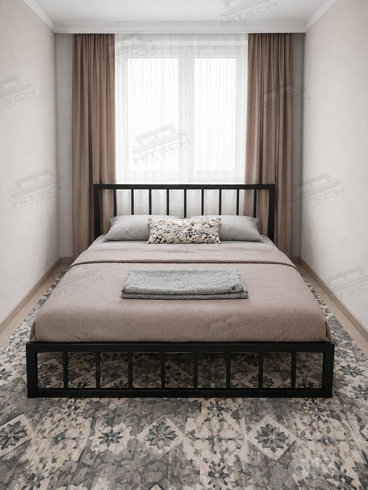 Двуспальная кровать LORINA ikki kishili kravat va matraslar loft temir