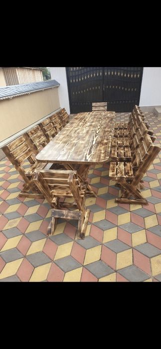 Masa și scaune rustice,pentru foișoare,terase si gradini