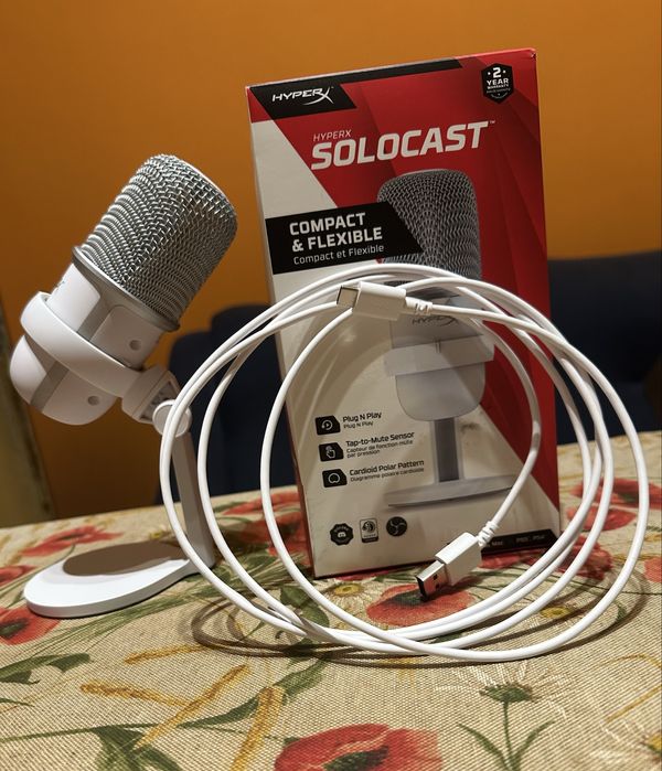 Микрофон HyperX SoloCast бял с 2 години гаранция