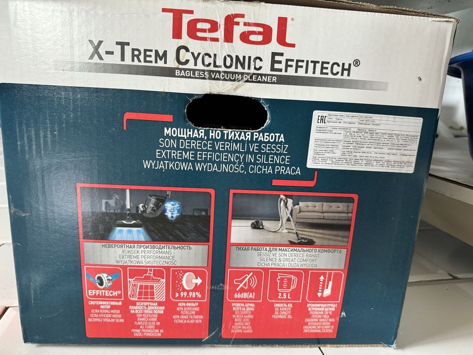 Пылесос Тефаль, Пылесос Tefal X-Trem Cyclonic Effitech TW7C71EA черный
