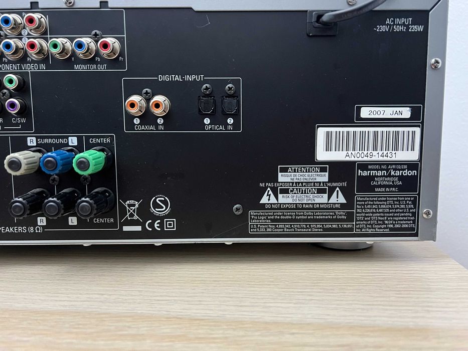 Harman Kardon AVR 132 reciver, logic 7, DTS, dolby digital
