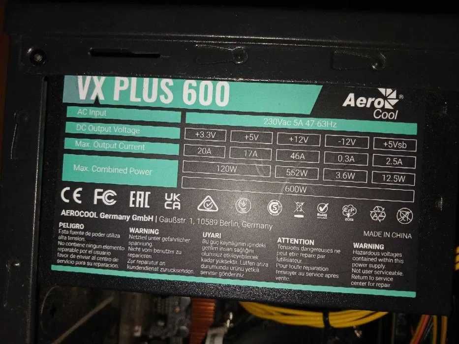 Блок питания AeroCool VX Plus 600 W