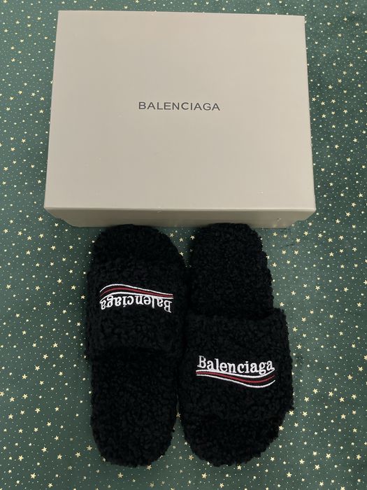 Balenciaga Furry Slide Black Papuci Premium Quality