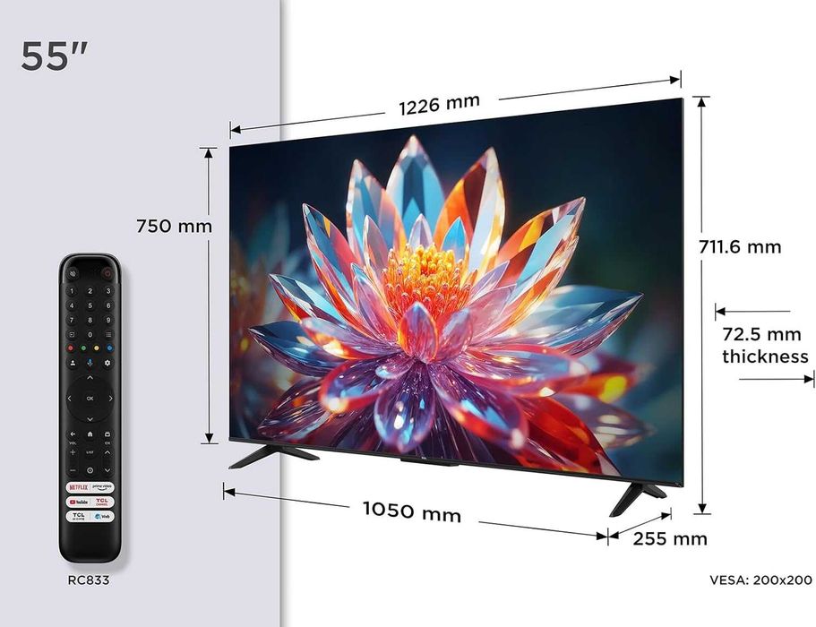 TCL 55T6C QLED 4K UHD HDR 10+ - Smart TV