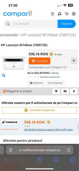 Imprimanta laser cu scaner HP Laser Jet MFP M140 we