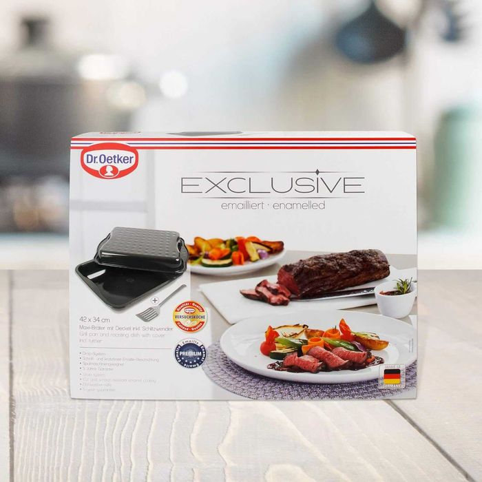 Dr. Oetker EXCLUSIVE XXL тава за печене с капак, емайлирана, 42x34 см
