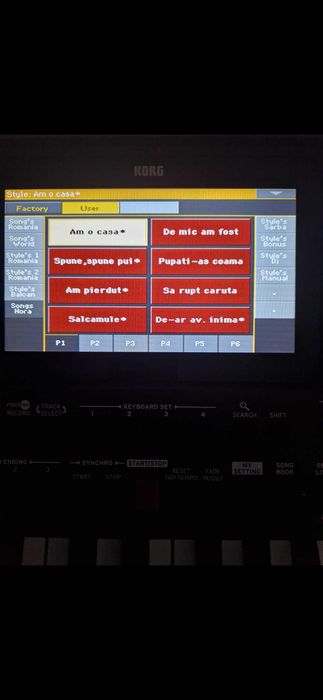 Set Korg Pa1x,Pa2x,Pa3x,Pa3xLe,Pa4x,Pa300,600,700,800,900 și Pa1000