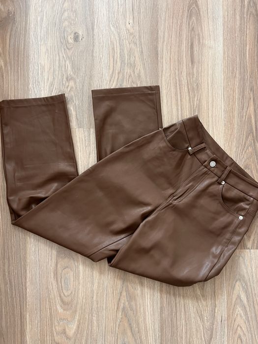 Кафяв кожен панталон