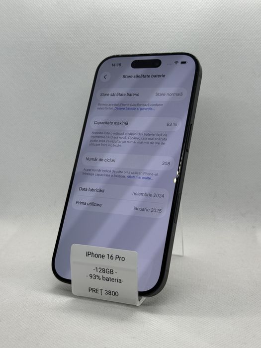 Magazin Vindem: Iphone 16 Pro, 128GB, 93% bateria