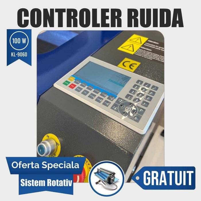 Gravator Laser KL-9060- 100W - 900x600mm RUIDA - Ghidaj Axe LINIAR