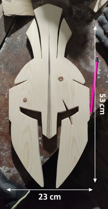 Ръчно изработен дървен спартански шлем (Колекционерски макет)