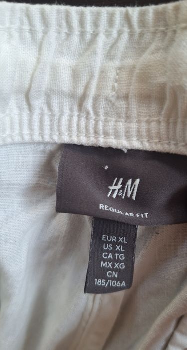 Бели ленени къси панталони