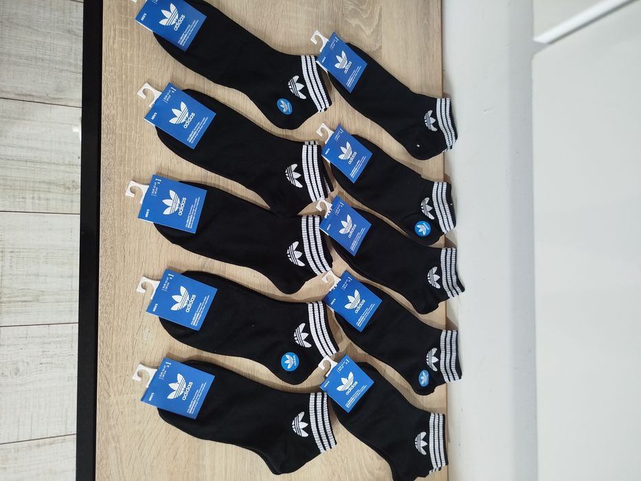 10 perechi de șosete Adidas negre scurte unisex mărime universală