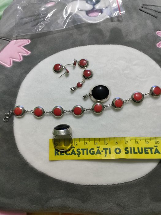 Set argint negru -rosu