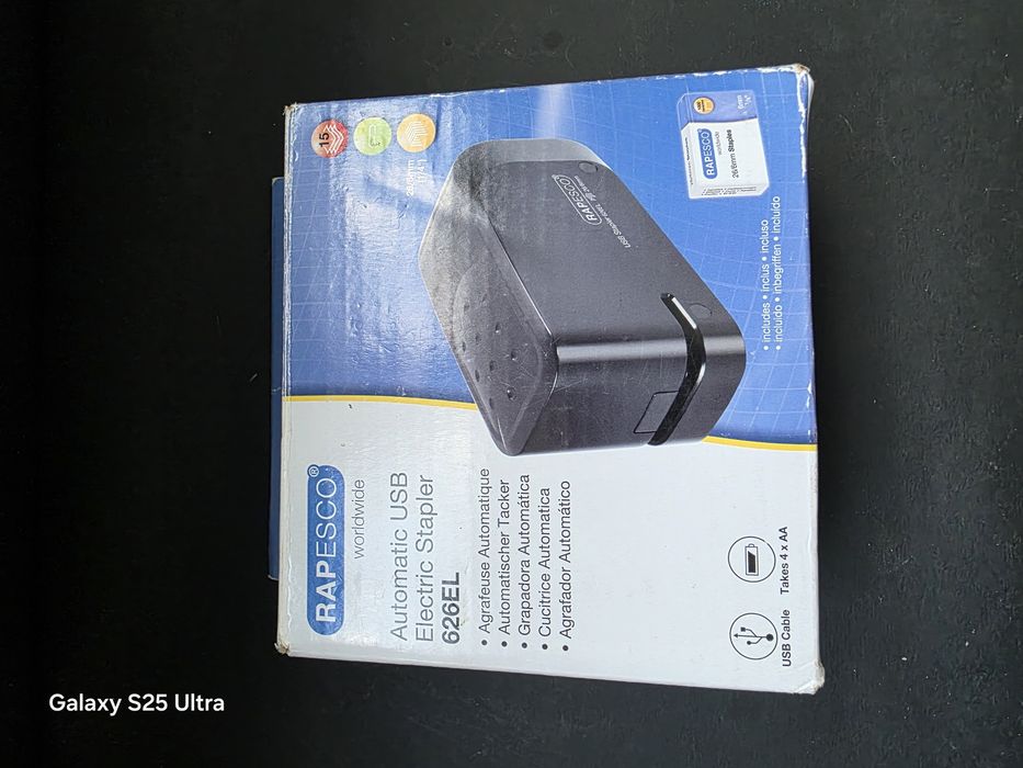 Capsator electric negru plastic capse 26/6 15 coli Rapesco