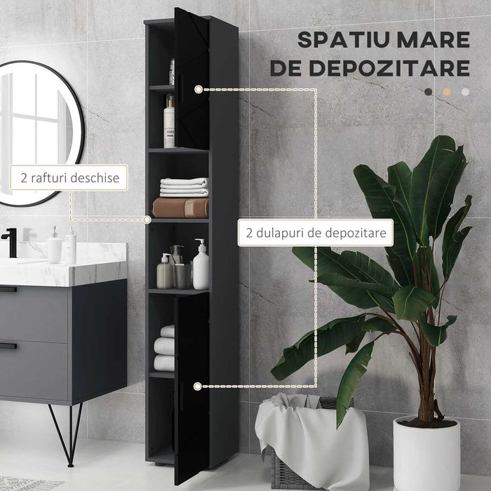 Dulap Baie Soldat , Negru , HOMCOM