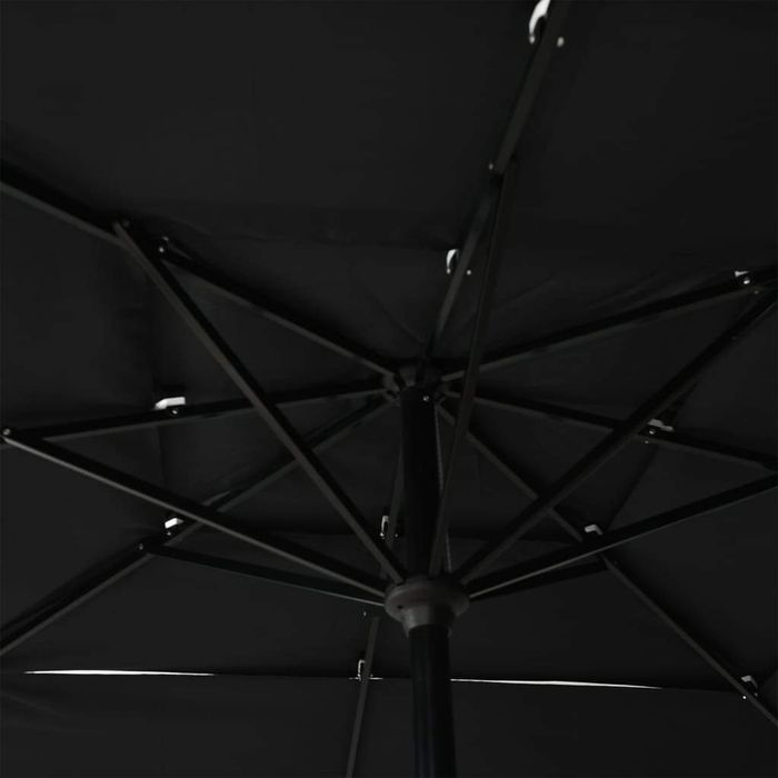 Градински чадър на 3 нива с алуминиев прът, черен, 2,5x2,5 м