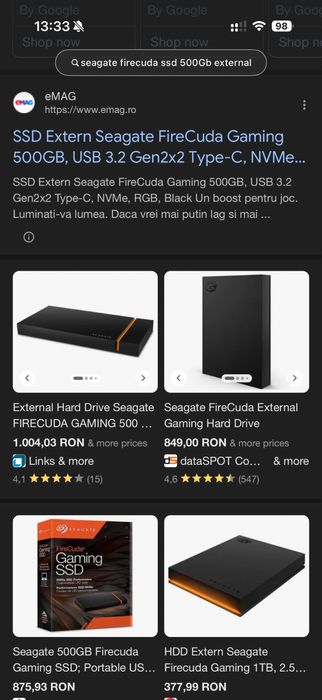 SSD extern Seagate FireCuda 500Gb / 1Tb