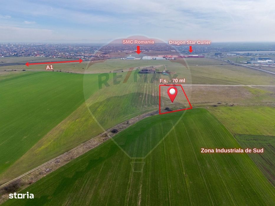 Teren intravilan 10.000 mp în Zona Industrială Sud Arad