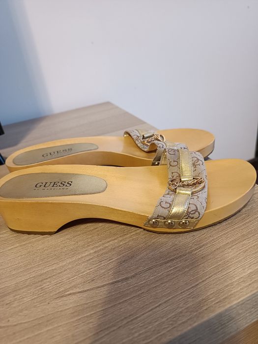 Saboți /Papuci Guess by Marciano. Talpă lemn , mărimea 37