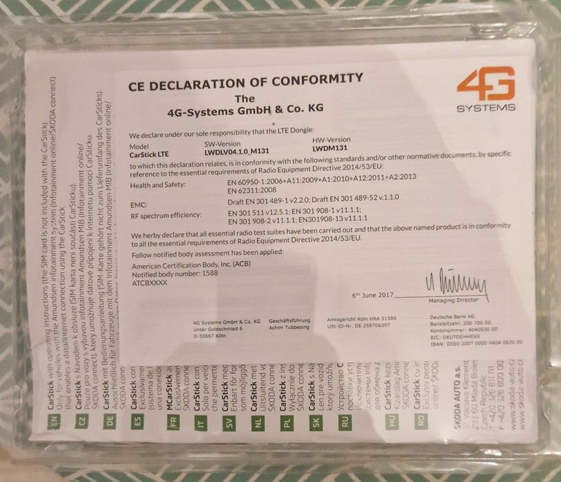 CarStick LTE 4G - Škoda
