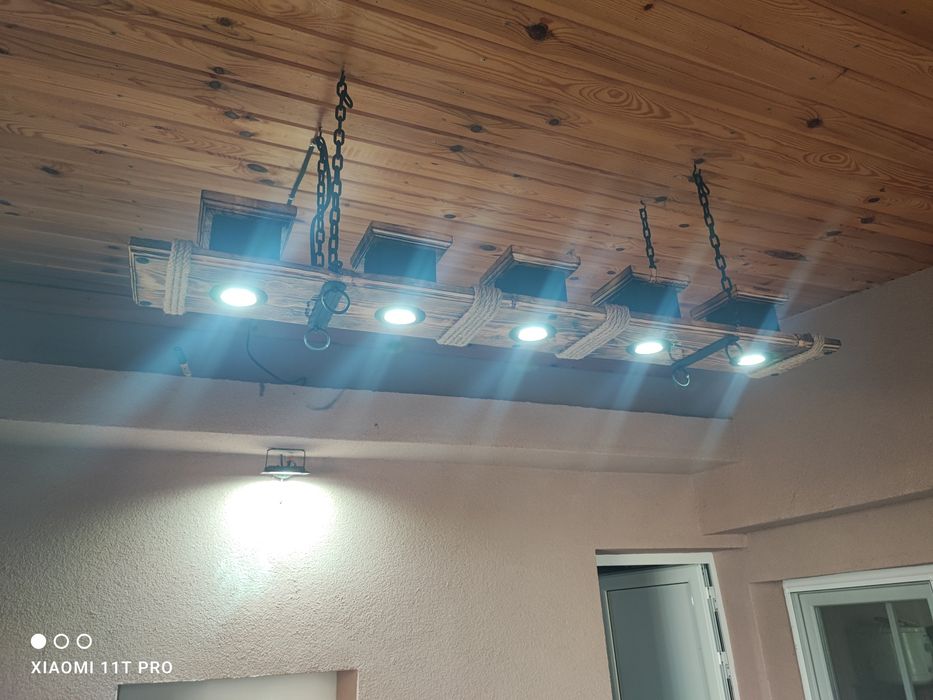 Дървен полилей за навес или беседка