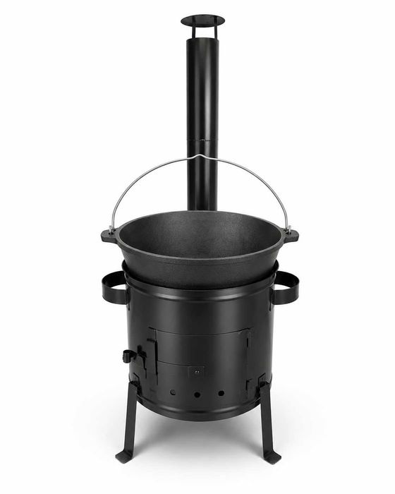 Set Ceaun Fonta Brut 11L cu Focar si Horn pentru Gatit