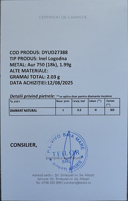 Inel de logodnă aur 18k cu diamant natural