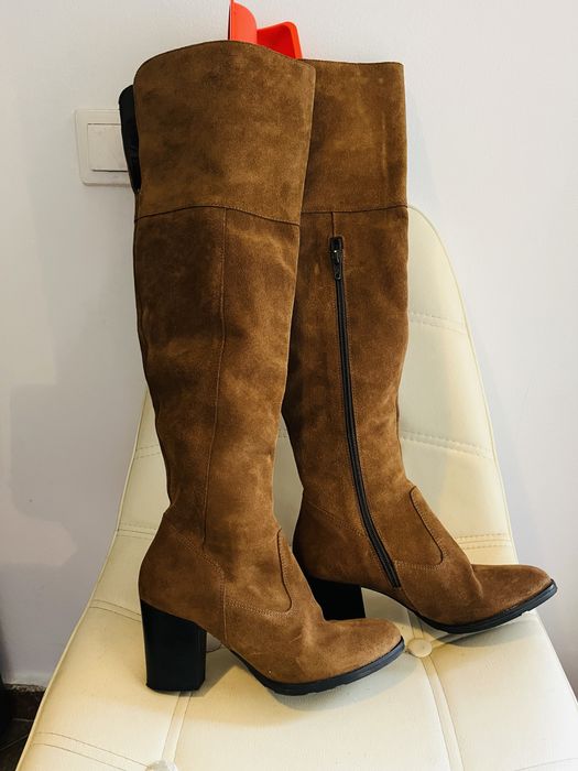 Cizme peste genunchi Benvenuti, piele naturala intoarsa, M 36