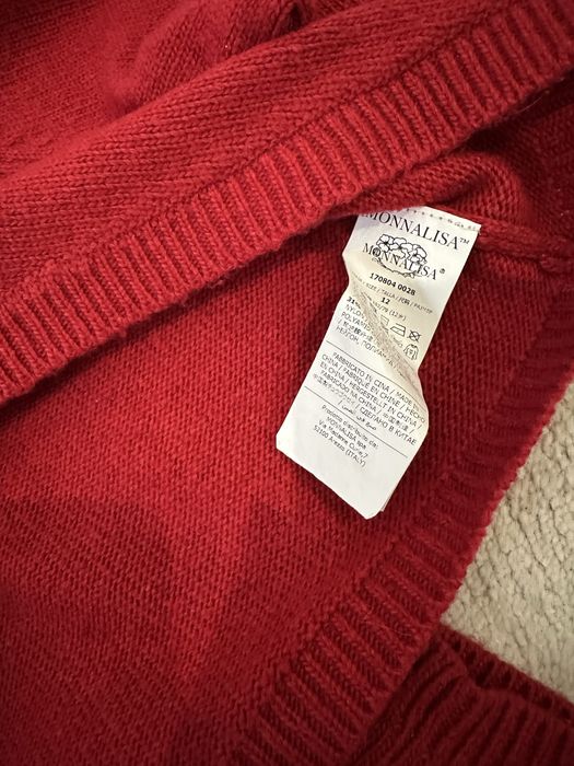 Червена жилетка от чиста вълна за момиче на Monnalisa