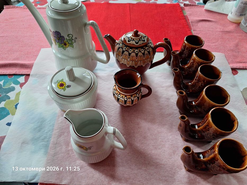 Троянска керамика, ритони за ракия. Кани и захарница.