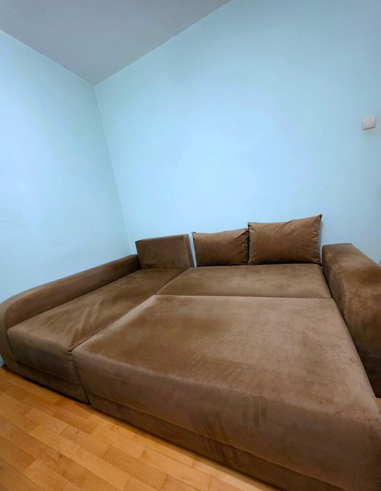 СПЕШНО! Ъглов диван - кафяв плат