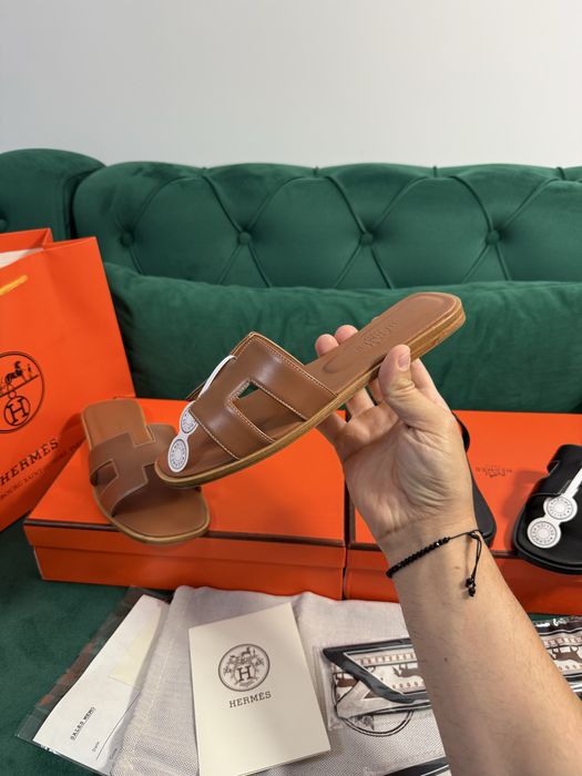 Papuci Hermes piele naturala 100% Full Box colectie noua