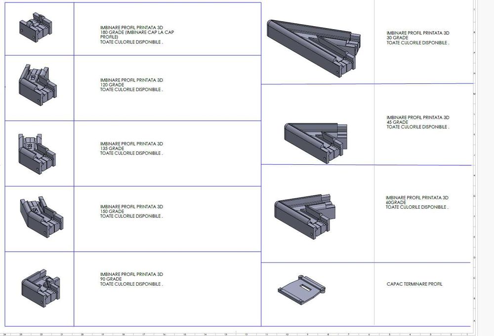 Îmbinări profile personalizate, printate 3D