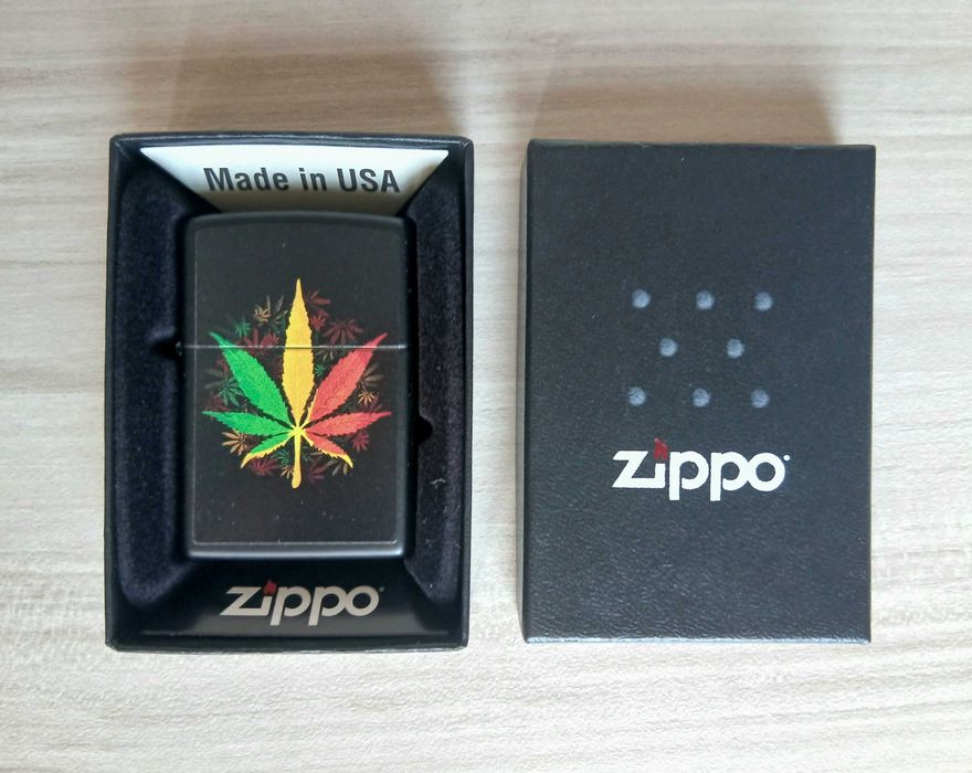 Нова запалка Zippo Rasta Cannabis + подарък гориво