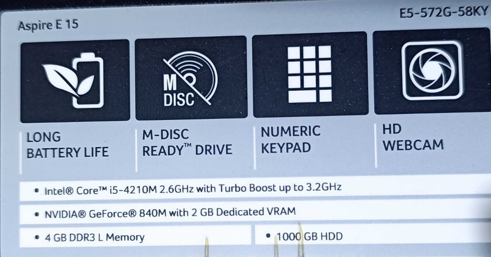 Laptop Acer  – i5, 12GB RAM, SSD 500 GB, NVIDIA 2GB