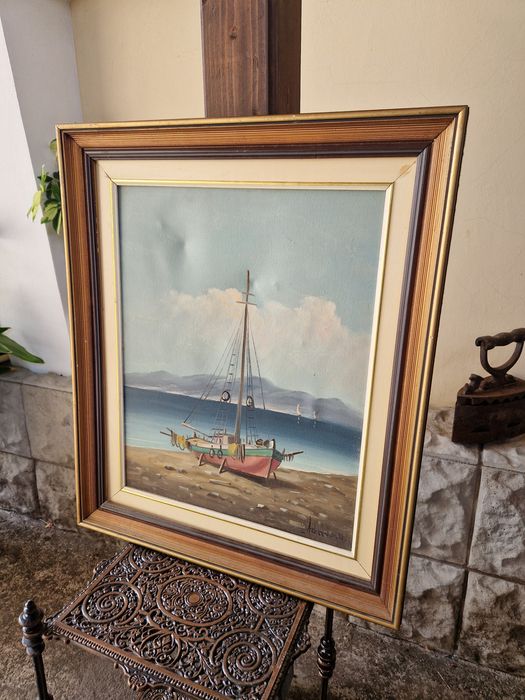 Прекрасна антикварна авторска майсторска картина масло върху платно