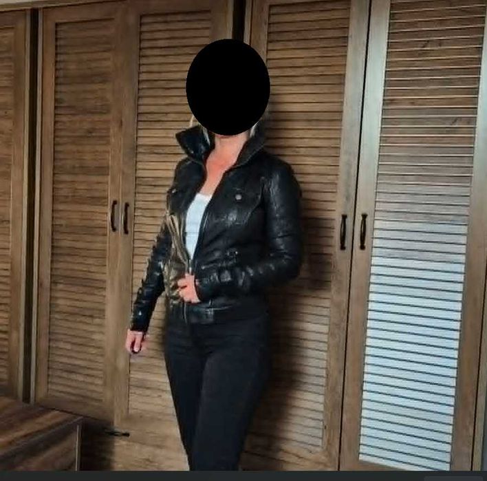 Geaca de piele naturala, dama, Bershka, S