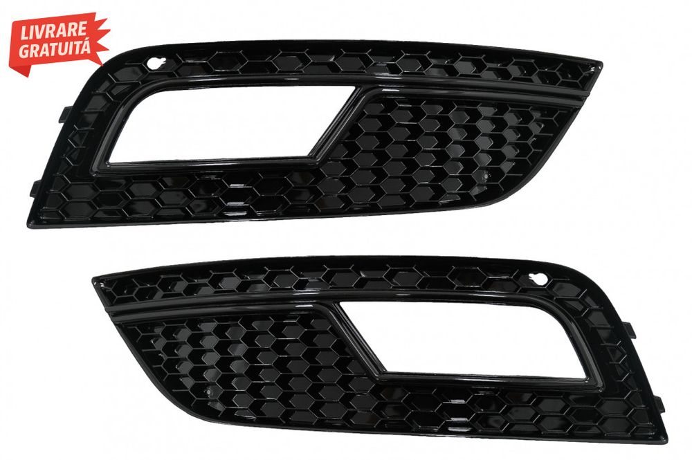 Grile Proiector Audi A4 B8 facelift (2012-2015) RS4 Design Negru Lucio