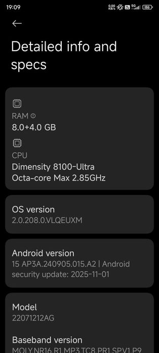 Xiaomi 12T black 128gb NO AI + New battery + charger