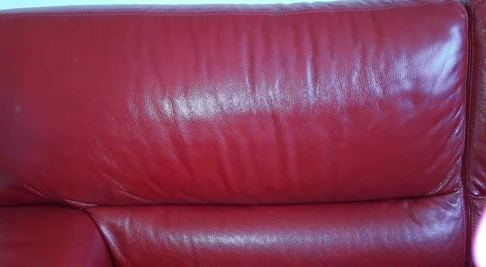 canapea si 2 fotolii din piele si lemn masiv