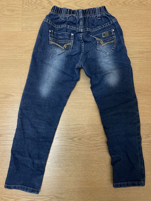 Blugi copii, albastri, cu elastic 6-7 ani