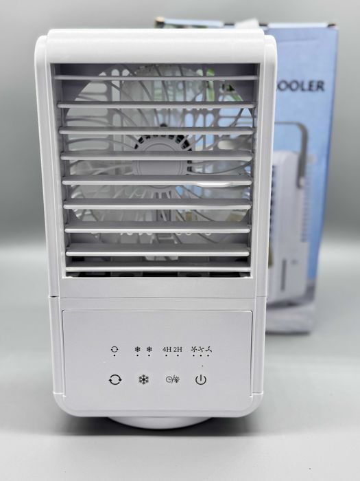 Преносим мини въздушен охладител 1000 ml с 3 скорости, USB-C захранване, таймер и 7-цветна LED светлина