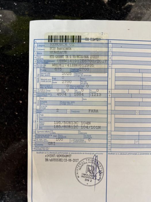 Remorca basculabila 2700kg