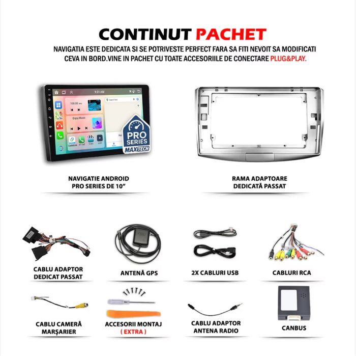 Navigatie Android 4GB Ram+64 Cu Cooler Racire Volkswagen Passat B6 B7 CC