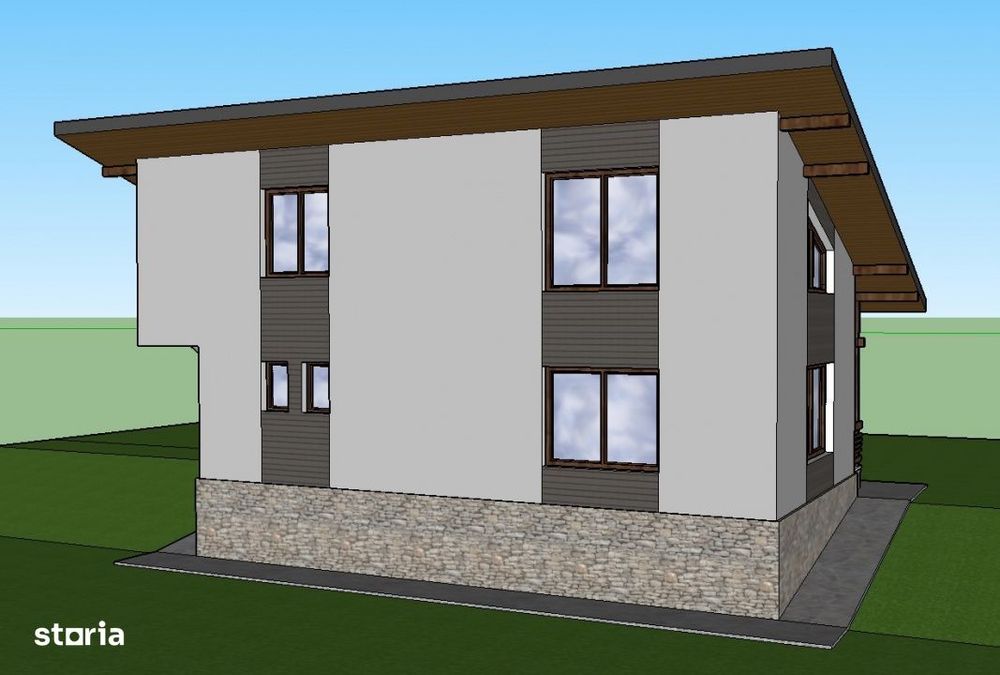 Teren in sat, cu fundatie casa P+1, vedere larga, langa rau