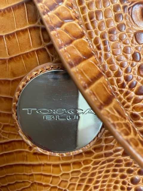 Geanta Tosca Blu din piele naturala, model croco